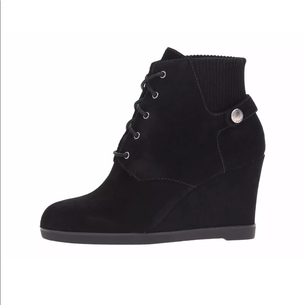 Michael Kors Carrigan Wedge Black Suede 8 NWOB